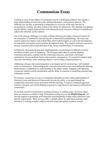 Communism Essay. Azusa Pacific University | PDF