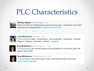 What is a PLN
✤ Simply stated, this type of
learning network is tailored to
the individual based on their
personal learning needs
(Downes, 2006).
✤ More prevalent in field of
education (professional
development)
✤ Learners enter with specific
goals, roles, and motivations
Image created with NodeXL
 