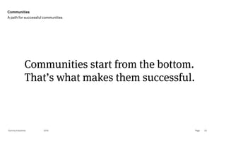 Page
Gummy Industries 23
Communities start from the bottom.
That’s what makes them successful.
2019
Communities
A path for successful communities
 