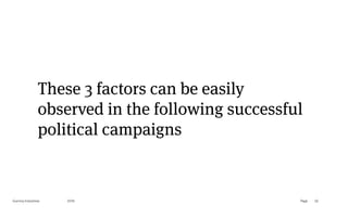 Page
Gummy Industries 52
These 3 factors can be easily
observed in the following successful
political campaigns
2019
 