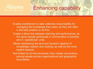 Collective action through a ‘Communities of Practice’ approach: improving post-crisis recovery through agricultural research