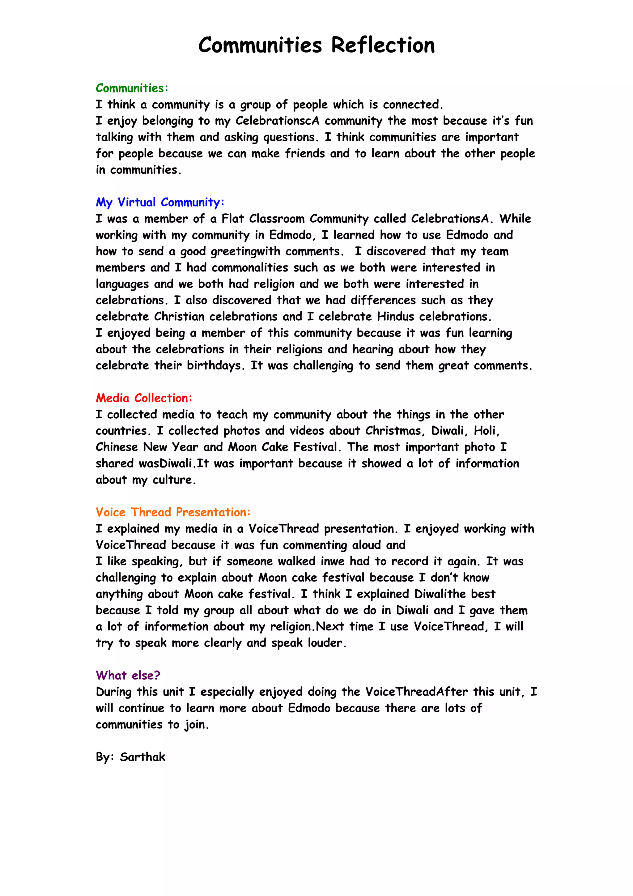 Communities reflection | PDF