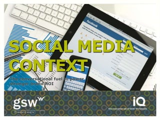 SOCIAL MEDIA
CONTEXT
The conversational fuel to power
stronger brand ROI
 