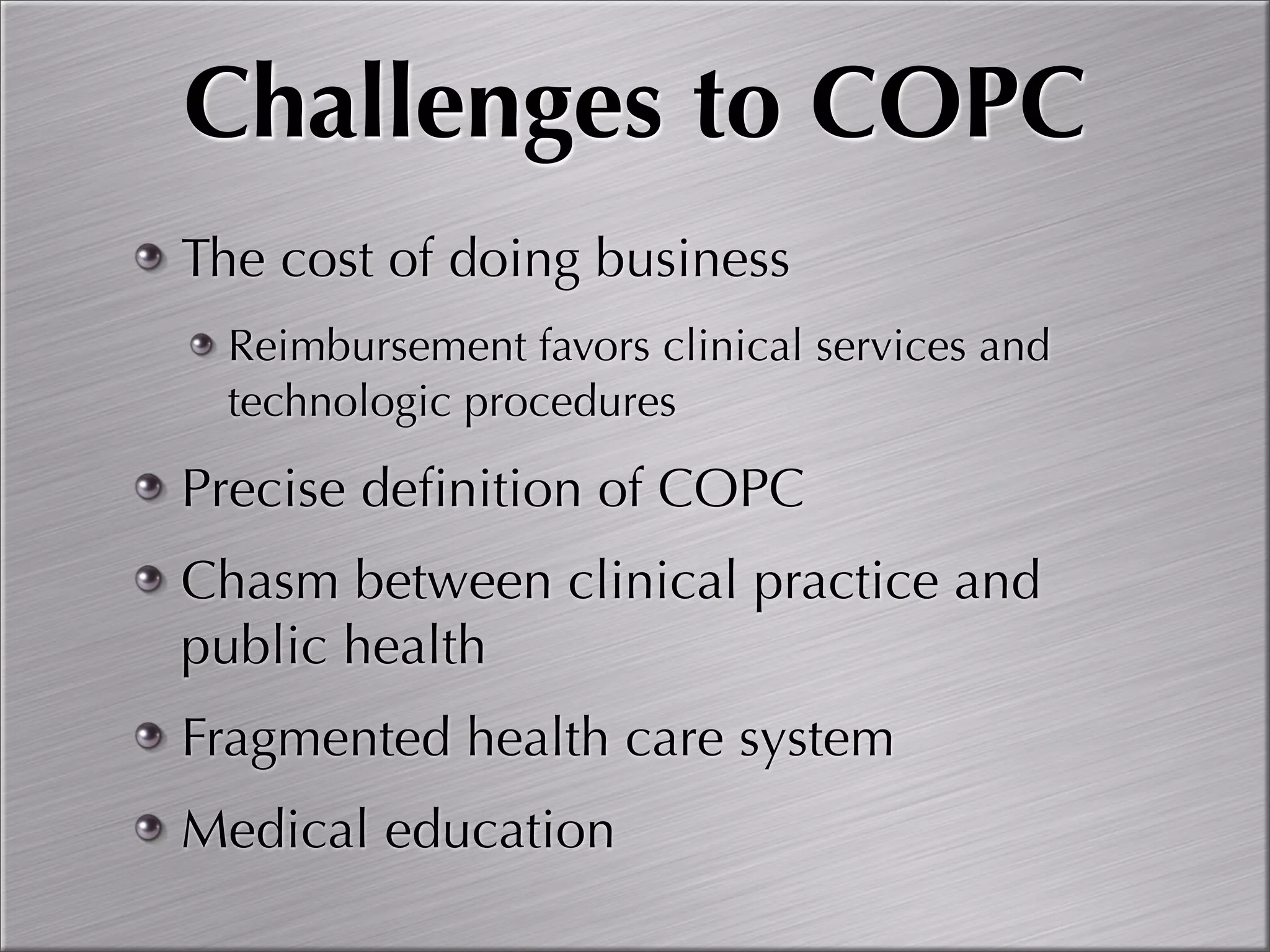 Community Oriented Primary Care