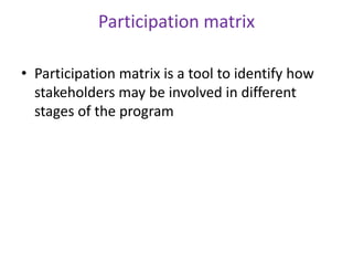 Bottom –up approach
• In this type of participation , members of the
community make decisions
 