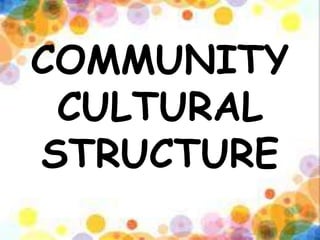 COMMUNITY
CULTURAL
STRUCTURE
 