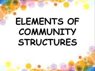 ELEMENTS OF
COMMUNITY
STRUCTURES
 