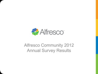 Alfresco Community 2012
 Annual Survey Results
 