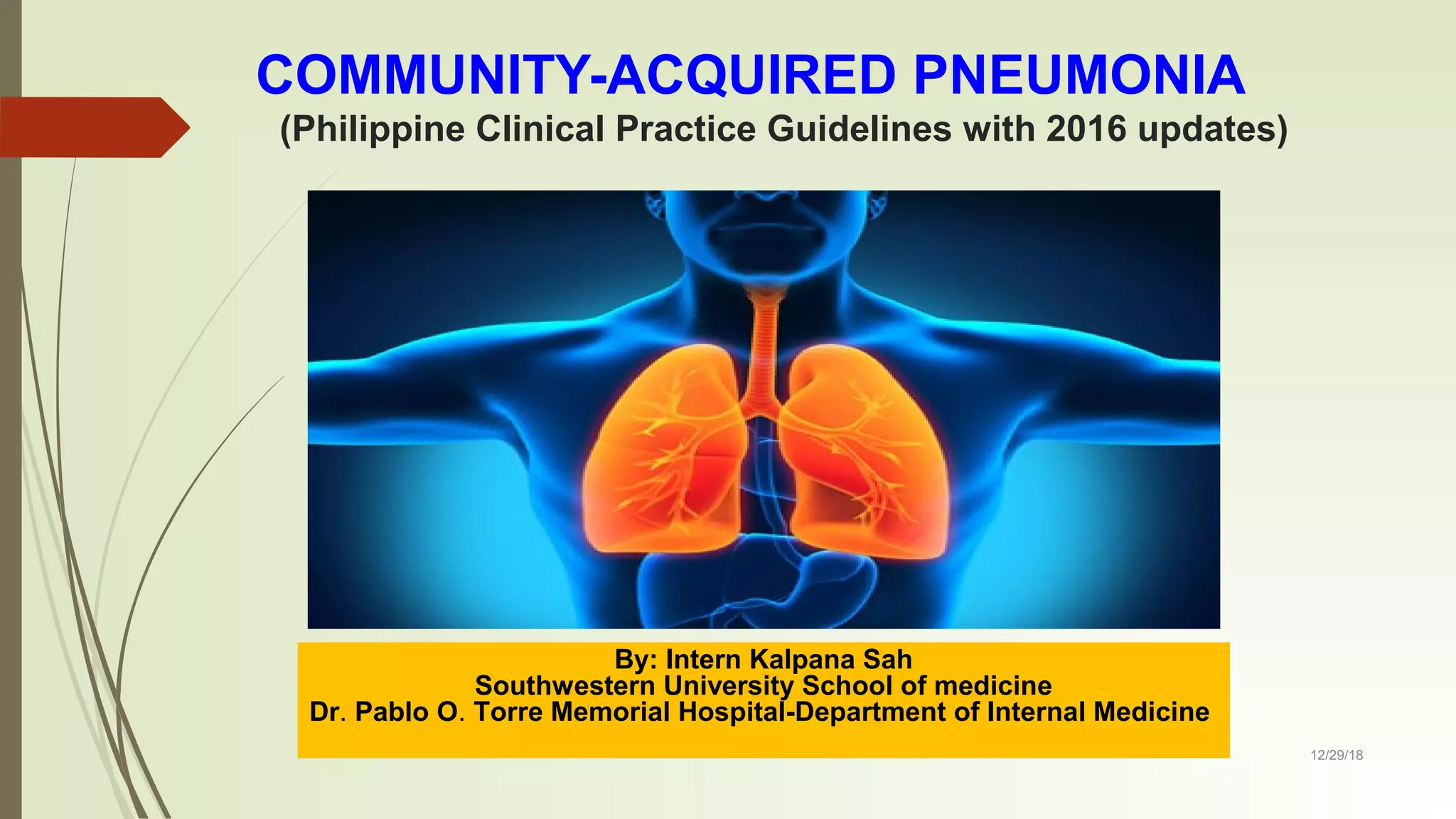 Gcmp Community Based Infection Community acquired pneumonia cpg 2016 | PPT