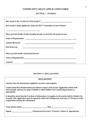 4
                     COMMUNITY GRANT APPLICATION FORM

                                      SECTION 3 - FUNDING



How ...