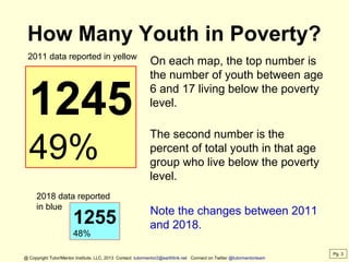 How Many Youth in Poverty?
On each map, the top number is
the number of youth between age
6 and 17 living below the povert...