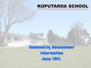 KOPUTAROA SCHOOL




Community Assessment
    Information
     June 2011.
 