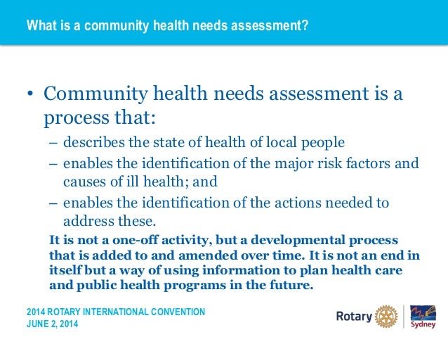 community health needs assessment chna essay A community needs assessment is a vital process in the planning and promotion of health strategies and care in the community, and this process includes analysing and identifying key health problems in the community. community health needs assessment chna essay A community needs assessment is a vital process in the planning and promotion of health strategies and care in the community, and this process includes analysing and identifying key health problems in the community.