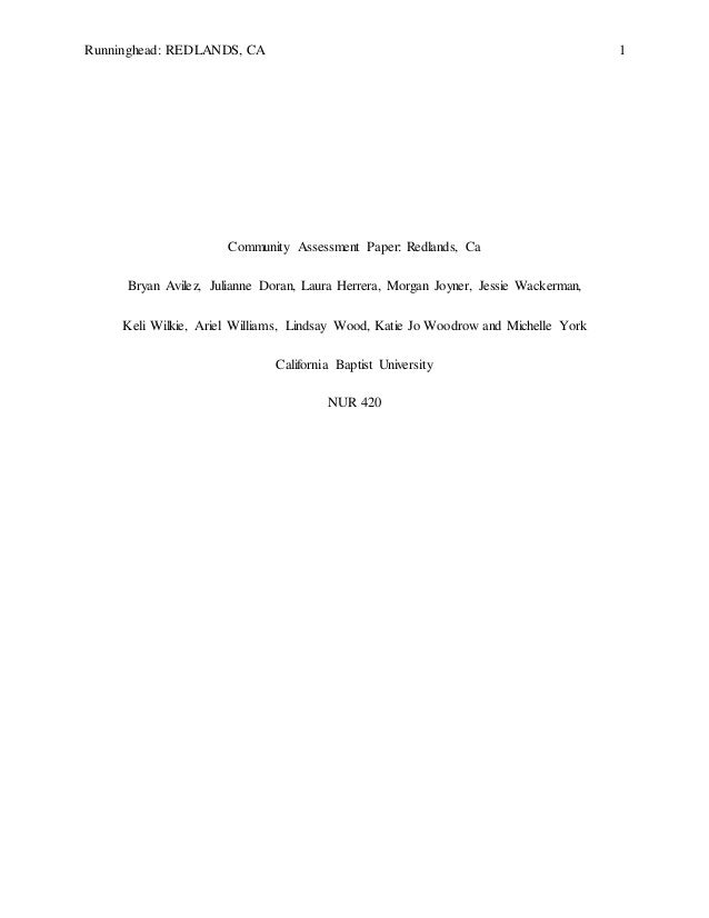 Community assessment paper