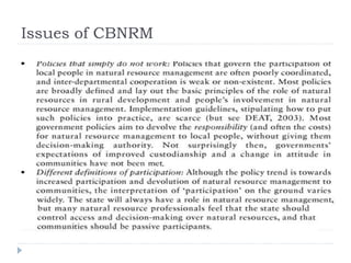 Issues of CBNRM
 