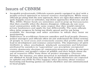 Issues of CBNRM
 