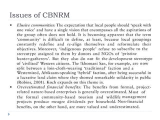 Issues of CBNRM
 