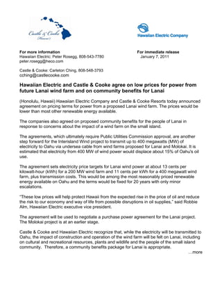 For more information                                          For immediate release
Hawaiian Electric: Peter Rosegg, 808-5...