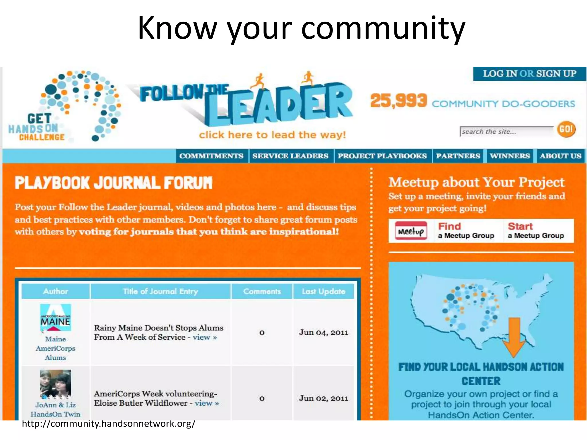 Know your communityhttp://community.handsonnetwork.org/
