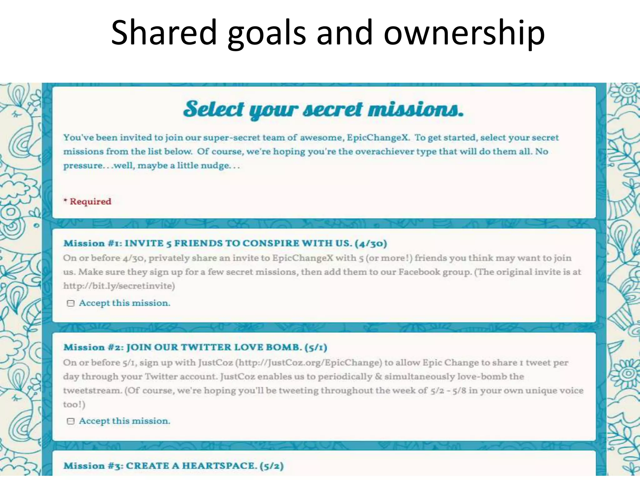 Shared goals and ownership