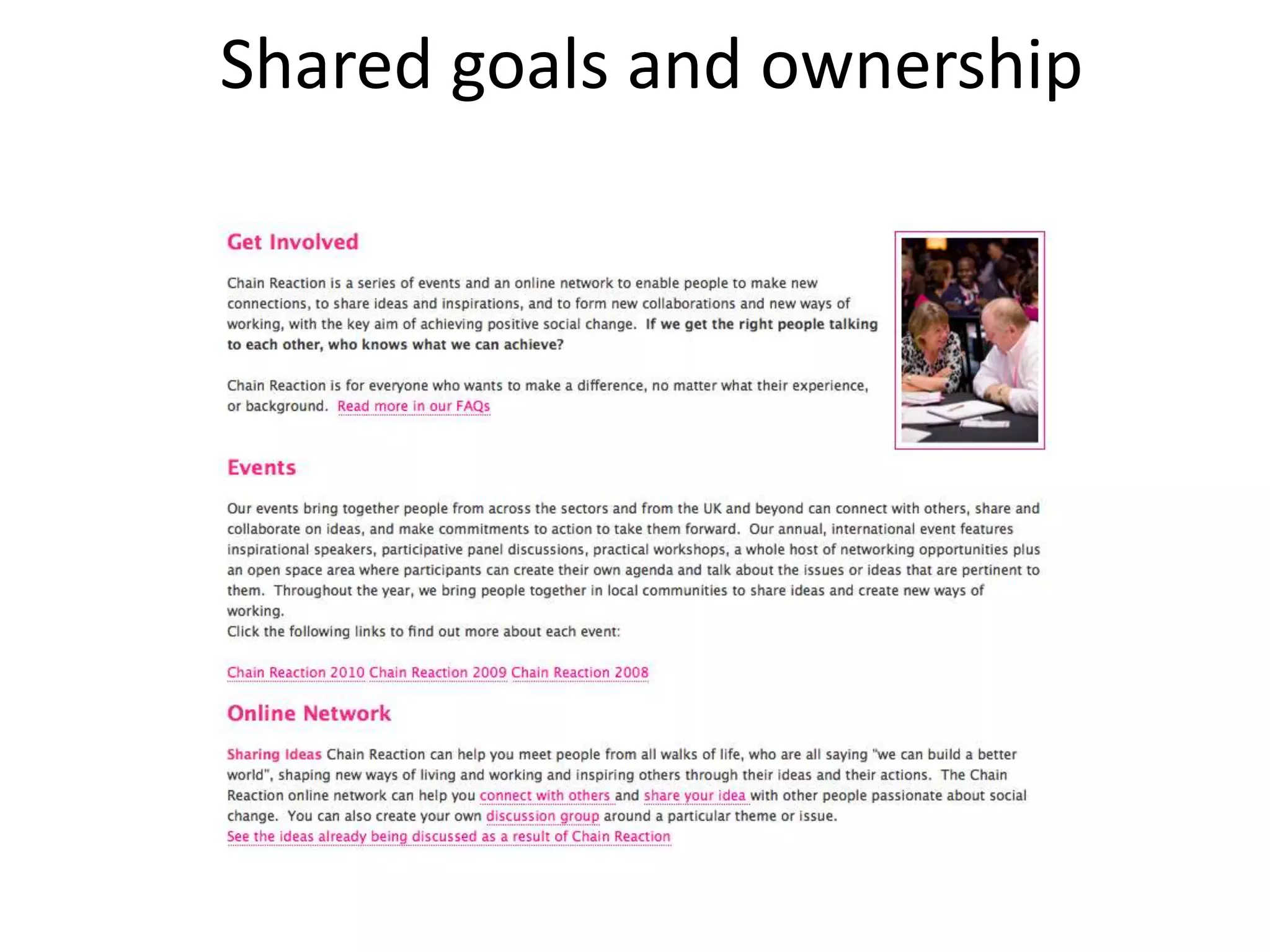 Shared goals and ownership