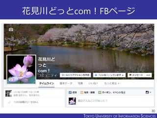 TOKYO JOHO UNIVERSITYTOKYO UNIVERSITY OF INFORMATION SCIENCES
花見川どっとcom！FBページ
30
 
