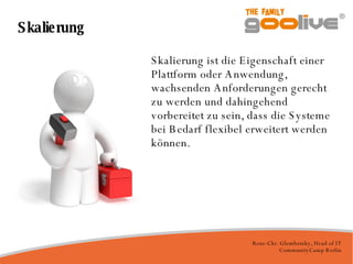Skalierung Skalierung ist die Eigenschaft einer Plattform oder Anwendung, wachsenden Anforderungen gerecht zu werden und dahingehend vorbereitet zu sein, dass die Systeme bei Bedarf flexibel erweitert werden können. 