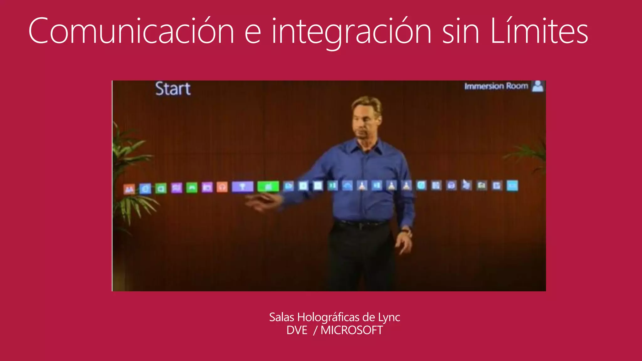 Comunicación e integración sin Límites

Salas Holográficas de Lync
DVE / MICROSOFT

 