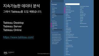 © 2019, Amazon Web Services, Inc. or its affiliates. All rights reserved.
Tableau .
Tableau Desktop
Tableau Server
Tableau Online
https://www.tableau.com/
 