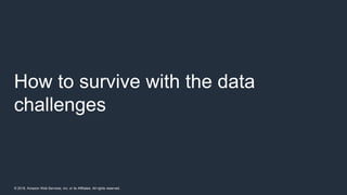 © 2018, Amazon Web Services, Inc. or its Affiliates. All rights reserved.
How to survive with the data
challenges
 