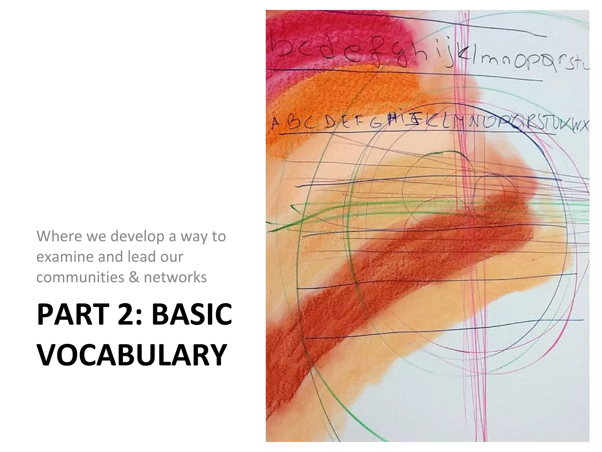 PART 2: BASIC VOCABULARY Where we develop a way to  examine and lead our communities & networks 