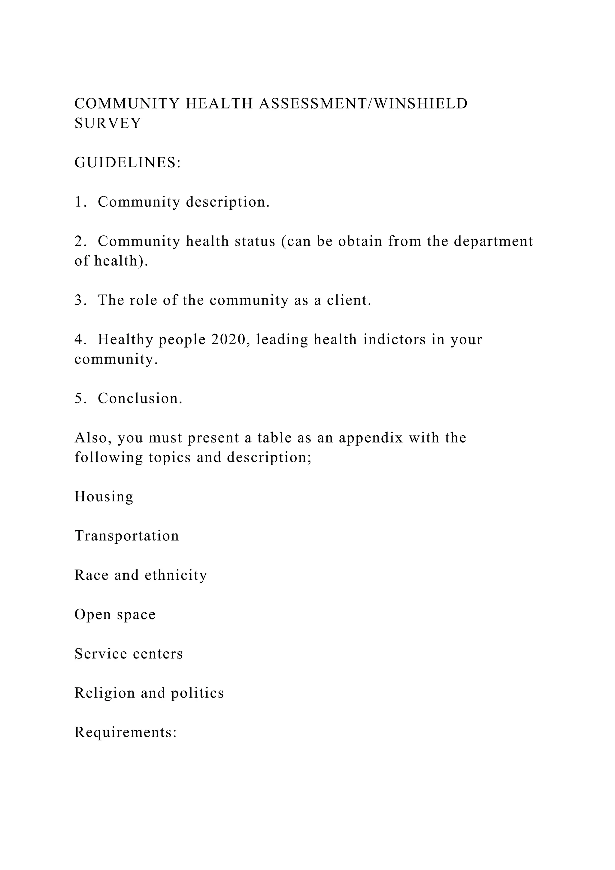 COMMUNITY HEALTH ASSESSMENTWINSHIELD SURVEYGUIDELINES1. C.docx