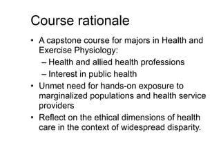 Community Health: A Service Learning Capstone | PDF