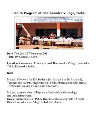 Community health program at Beerasandra Village india
