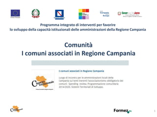 Comunità I comuni associati in Regione Campania 
1 
Programma integrato di interventi per favorire lo sviluppo della capacità istituzionali delle amministrazioni della Regione Campania  