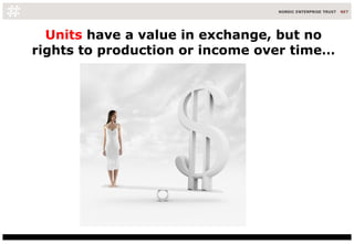 Units   have a value in exchange, but no rights to production or income over time… 