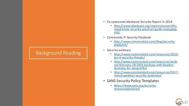 community it crafting nonprofit it security policy