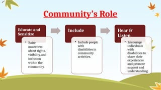 Unit IV: Community & its role played in the field of disability | PPTX