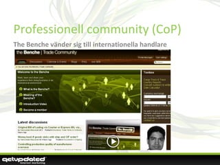 Professionell community (CoP) The Benche vänder sig till internationella handlare 