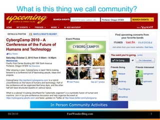 What is this thing we call community?




                In Person Community Activities

04/20/10                FastWond...