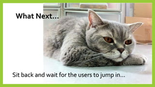 What Next… Sit back and wait for the users to jump in…  