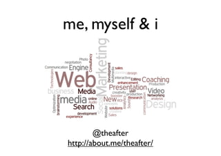 me, myself & i




        @theafter
http://about.me/theafter/
 