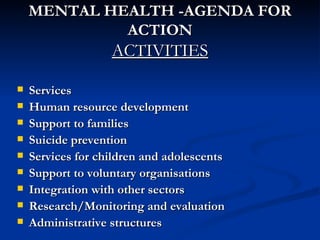 Community Mental Health Services in india At Nmhans Power Point ...