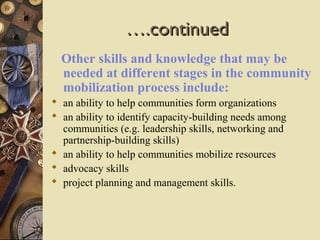 Community mobilization workshop slides for sharing day 1 | PPT