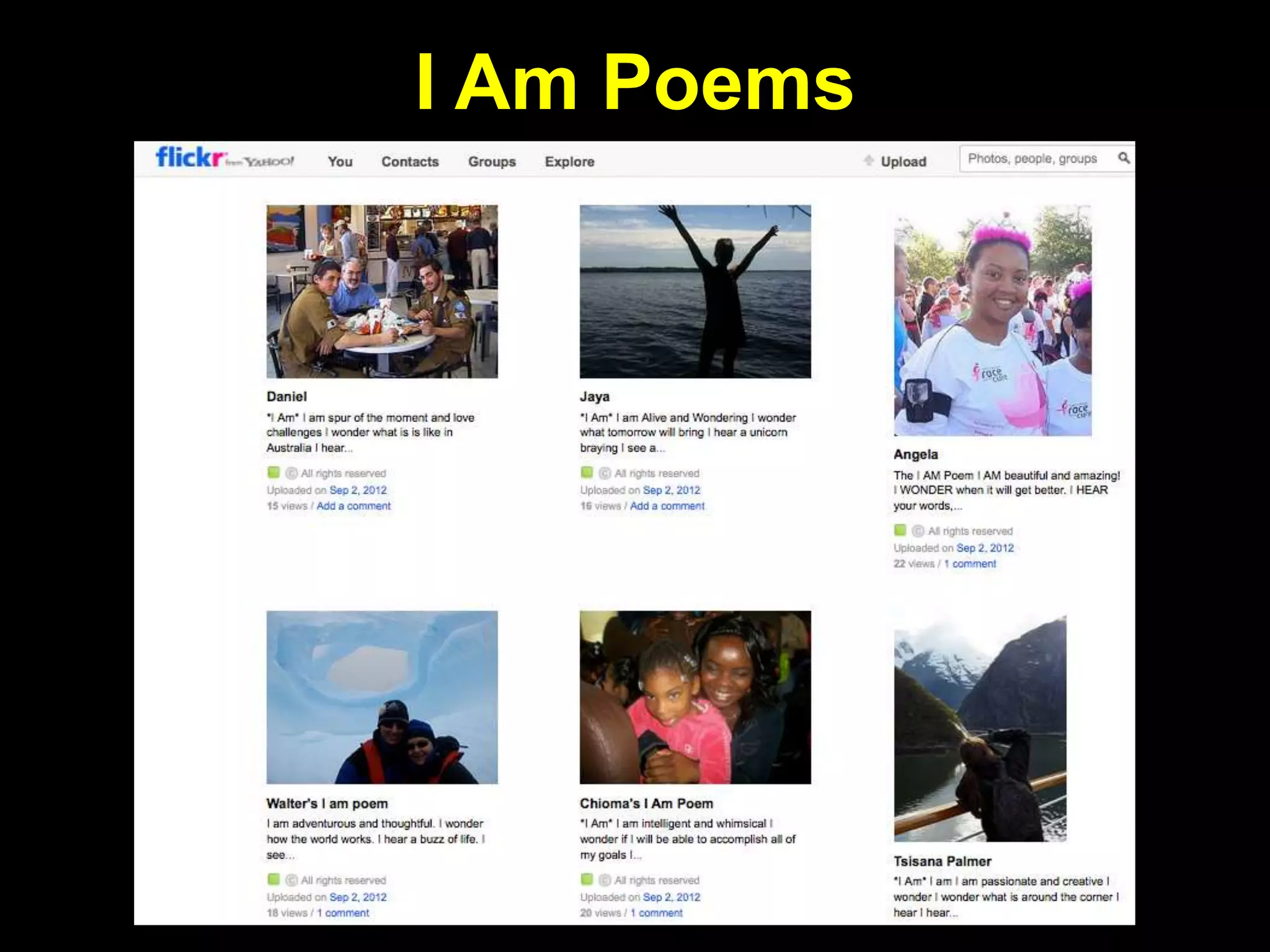 I Am Poems
http://community-building.weebly.com/i-am-poems.html
 