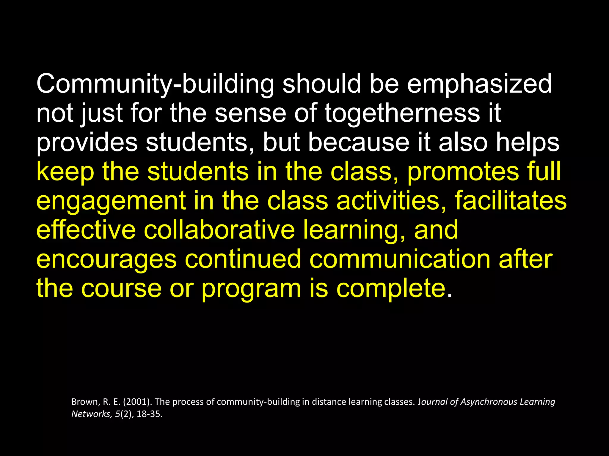 . . . act ethically and altruistically
Schaps, Battistich, & Solomon, 1997 in Schaps Creating a School Community
http://www.ascd.org/publications/educational-leadership/mar03/vol60/num06/Creating-a-School-Com
 