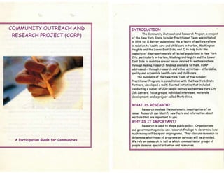 Community outreach and research project
