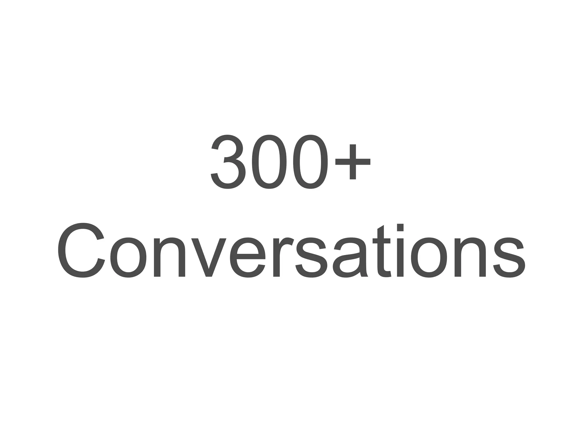 300+
Conversations
 