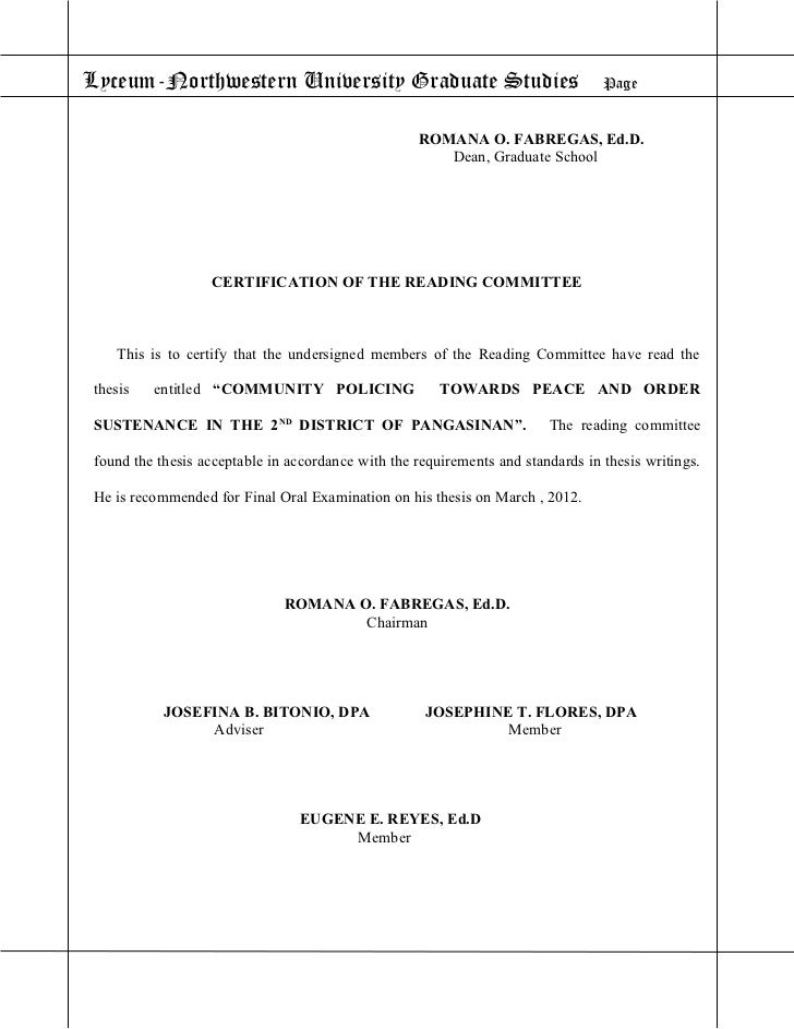 Essays about peace and order