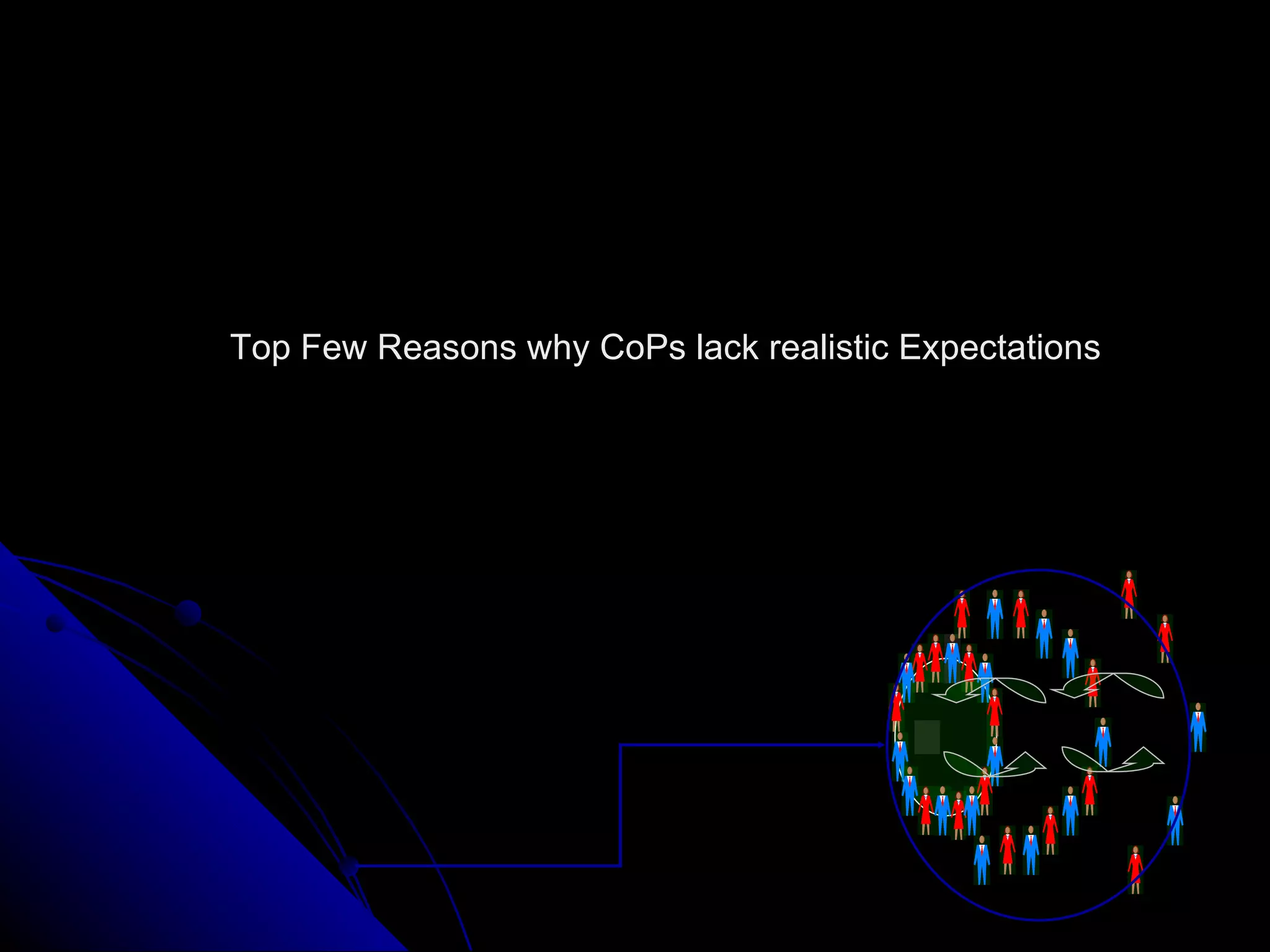 Top Few Reasons why CoPs lack realistic Expectations 